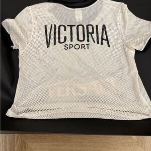 Victoria's Secret White Mesh Sport Top